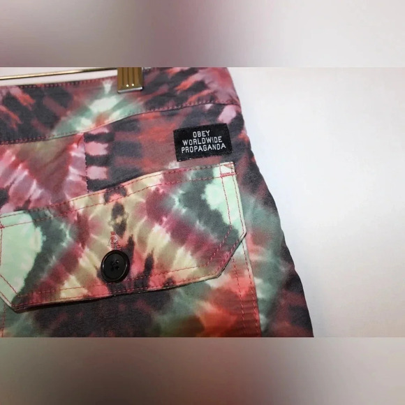 Men’s Obey Havana Geo Street Tie Dye Unisex Patterned Swimming Trunks Size 30 - Picture 12 of 12